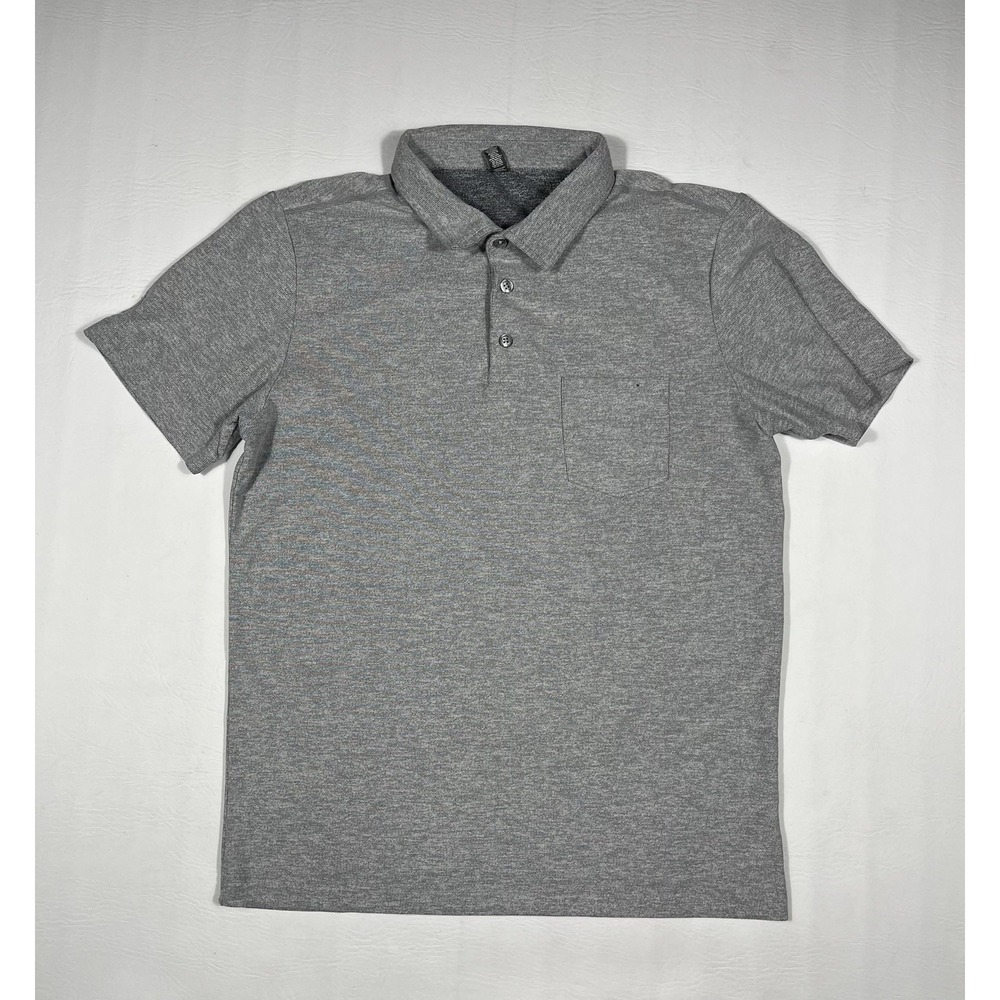 Vuori Ace Polo Shirt Mens Medium Heather Gray Athletic Athleisure Casual